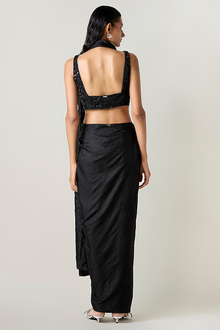 Black Satin Silk Micro beads Embroidered Blouse by 431-88 By Shweta Kapur at Pernia's Pop Up Shop