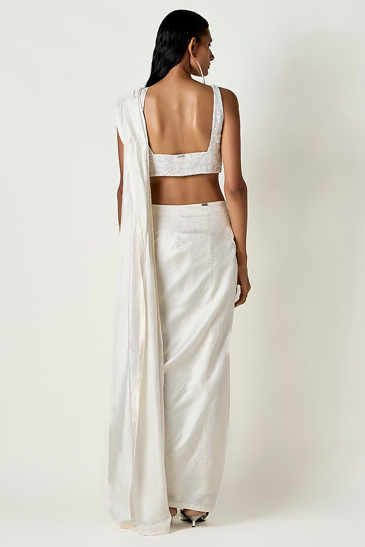 White Satin Silk Micro beads Embroidered Blouse by 431-88 By Shweta Kapur at Pernia's Pop Up Shop