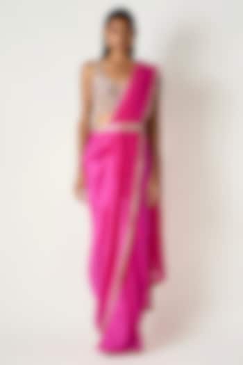 Blush Pink Silk Nalki Hand Embroidered Blouse by 431-88 By Shweta Kapur at Pernia's Pop Up Shop