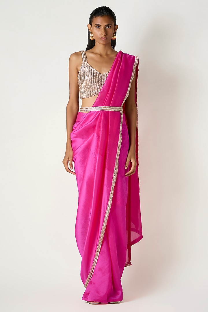 Blush Pink Silk Nalki Hand Embroidered Blouse by 431-88 By Shweta Kapur at Pernia's Pop Up Shop