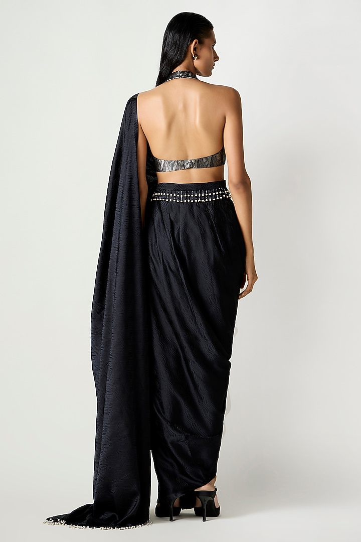 Black Satin Silk Halter Blouse by 431-88 By Shweta Kapur at Pernia's Pop Up Shop