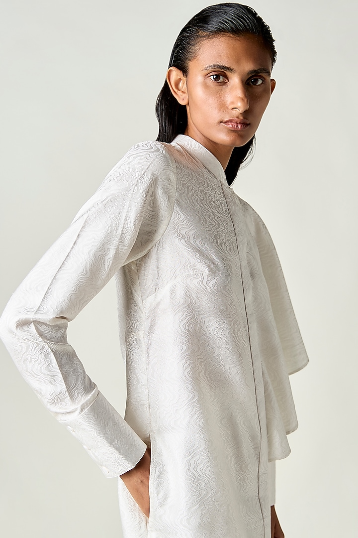 White Satin Silk Draped Kurta Set by 431-88 By Shweta Kapur at Pernia's Pop Up Shop