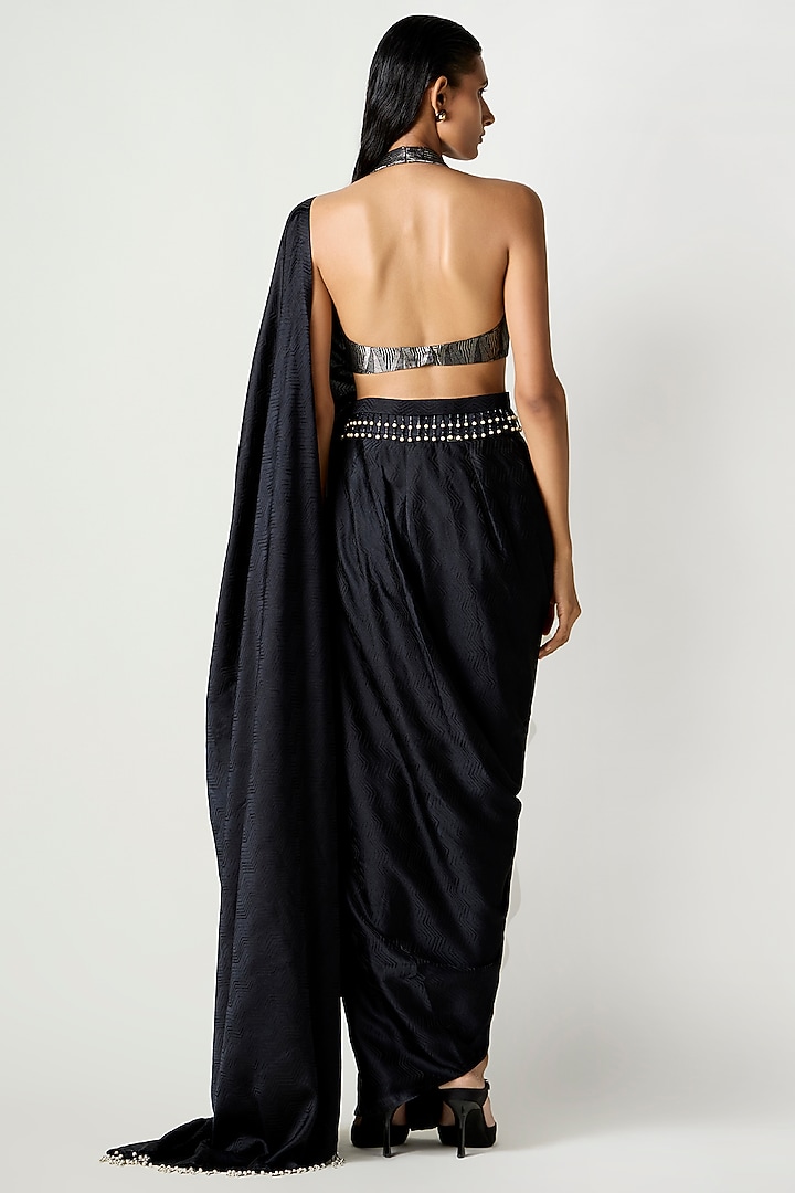 Black Dupion Hand Embroidered Belt by 431-88 By Shweta Kapur at Pernia's Pop Up Shop