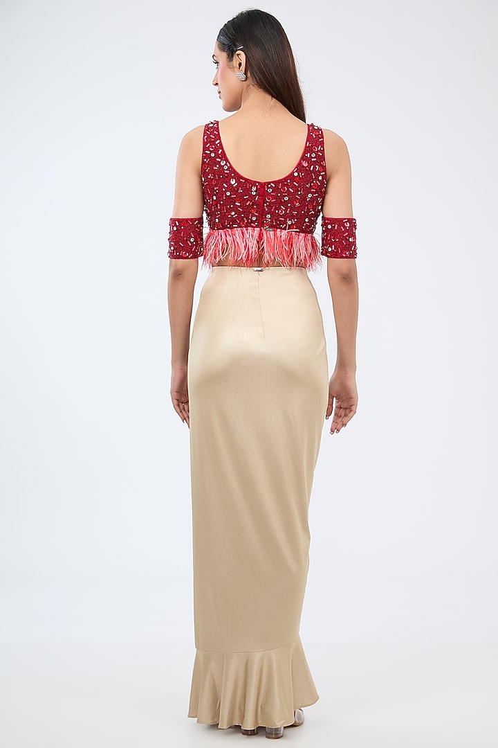 Champagne Silk Wrap-Around Skirt by 431-88 By Shweta Kapur at Pernia's Pop Up Shop