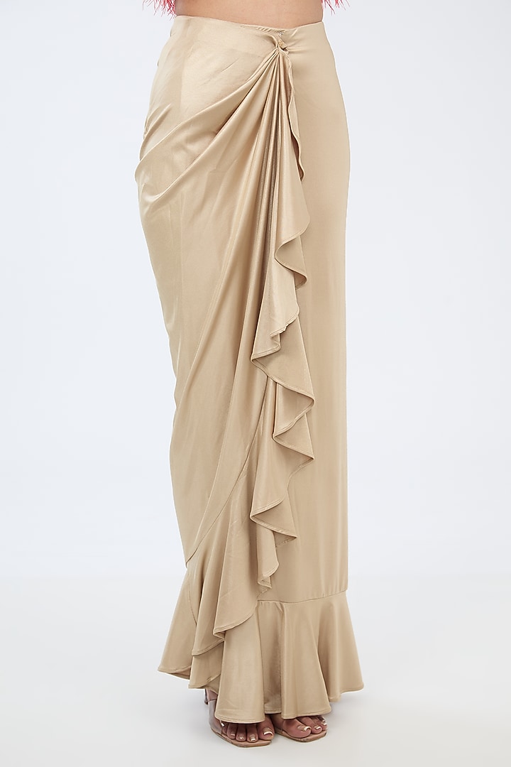 Champagne Silk Wrap-Around Skirt by 431-88 By Shweta Kapur at Pernia's Pop Up Shop