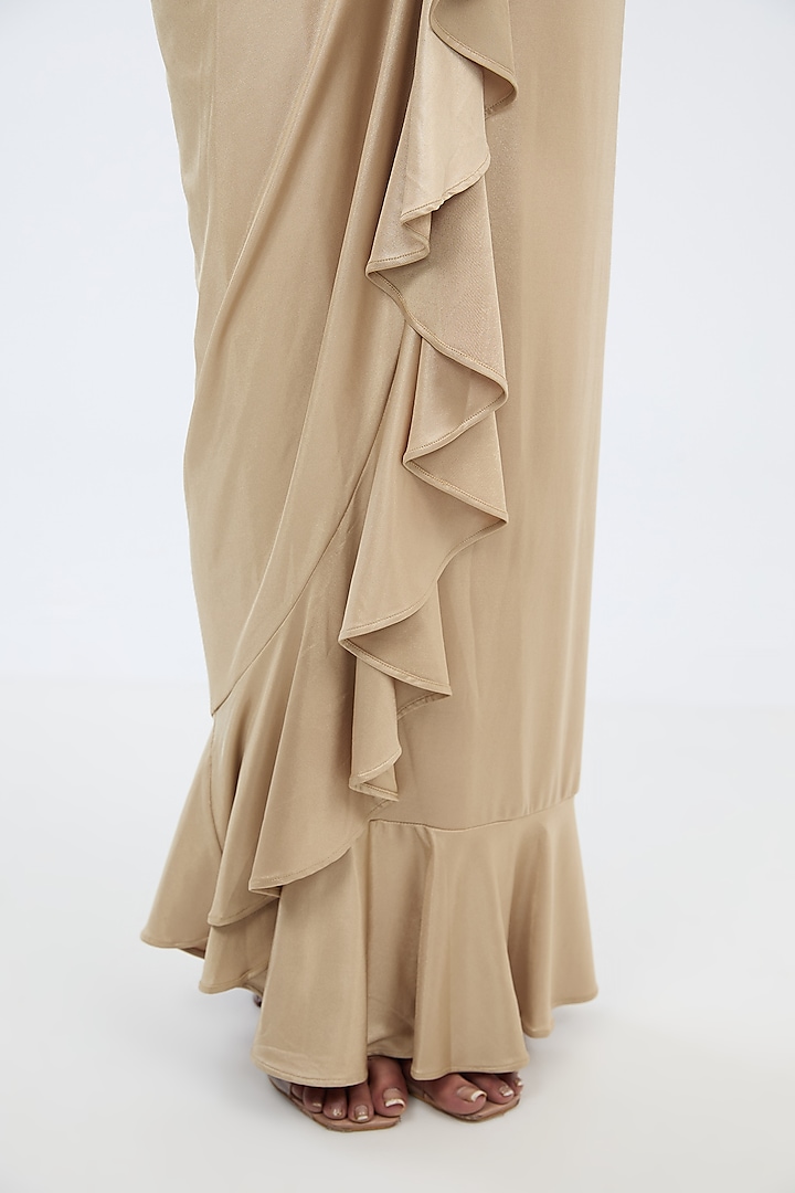 Champagne Silk Wrap-Around Skirt by 431-88 By Shweta Kapur at Pernia's Pop Up Shop