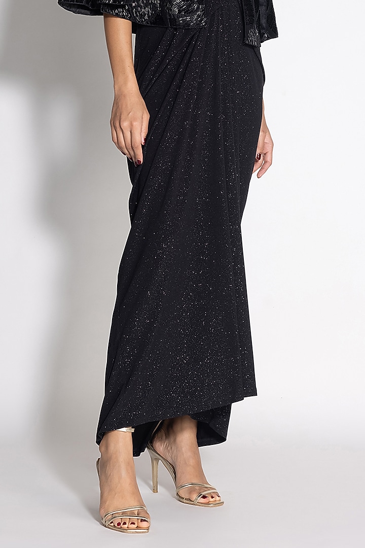 Black Shimmer Jersey Pleated Jacket Vacation Dress by 431-88 By Shweta Kapur at Pernia's Pop Up Shop