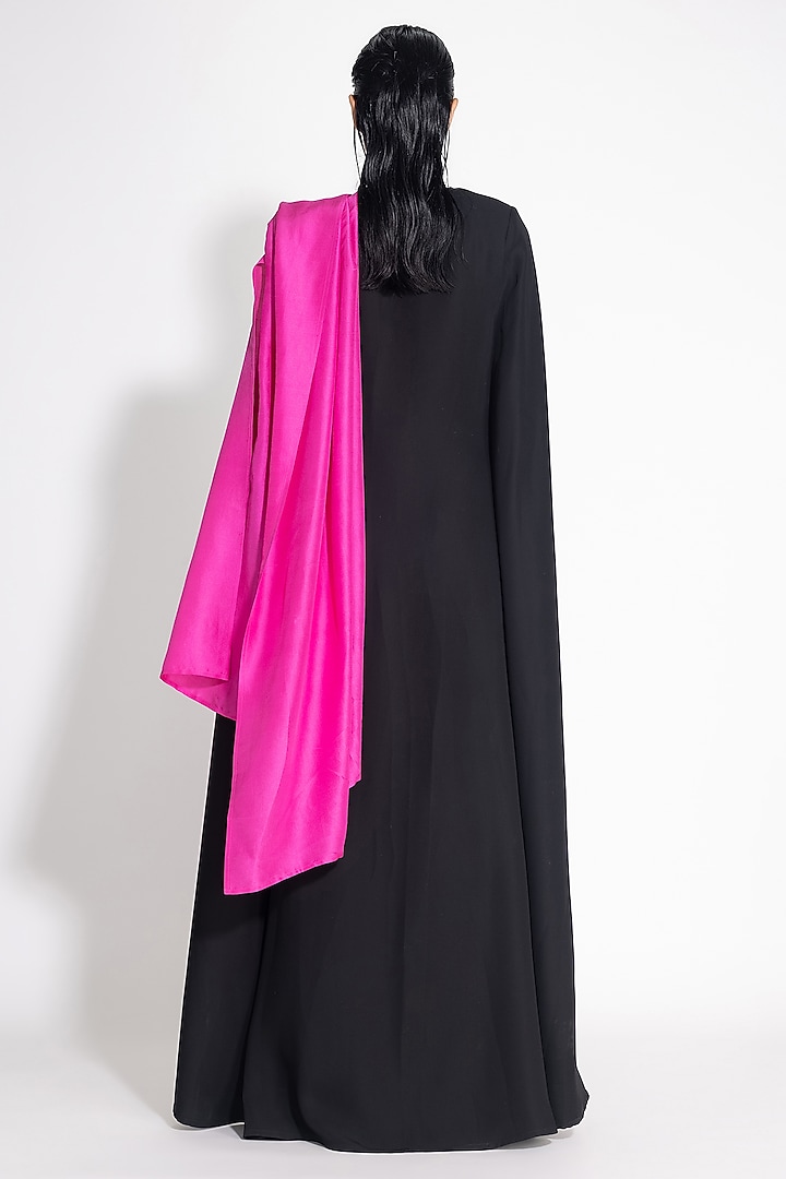 Fuchsia Japanese Crepe & Silk Pre-Draped Wedding Saree Set by 431-88 By Shweta Kapur at Pernia's Pop Up Shop