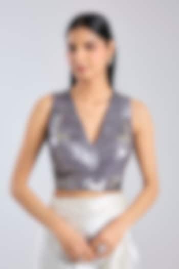 Silver Silk Blouse by 431-88 By Shweta Kapur at Pernia's Pop Up Shop