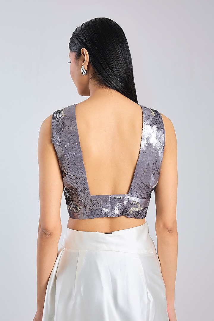 Silver Silk Blouse by 431-88 By Shweta Kapur at Pernia's Pop Up Shop