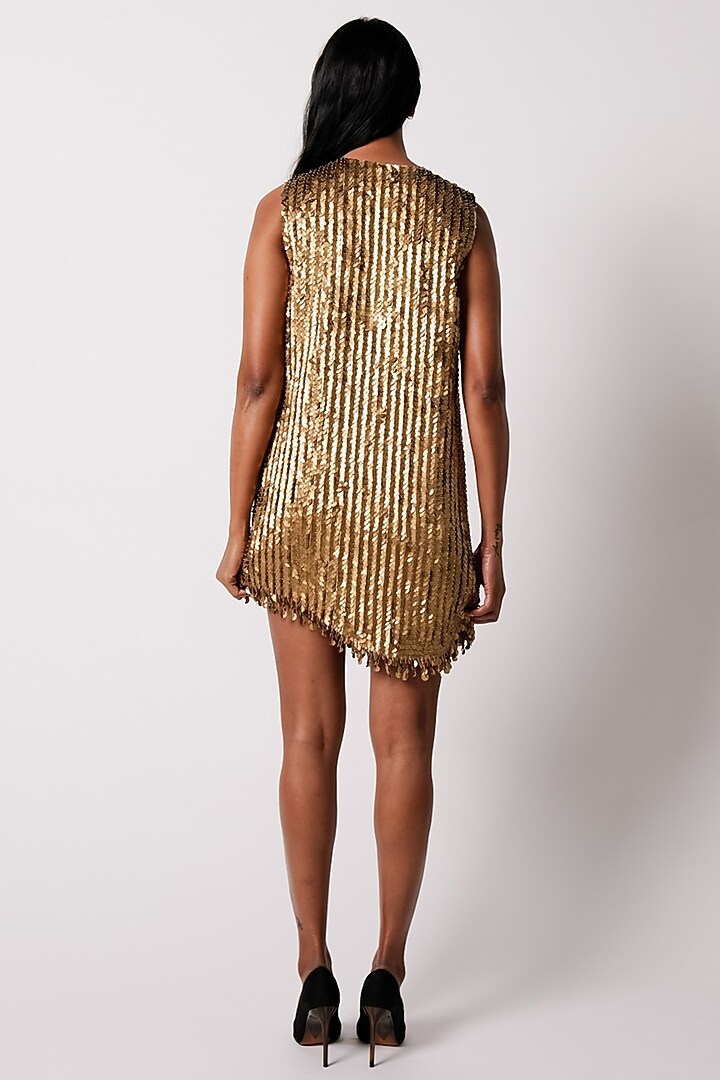 Gold Hand Embroidered Party Wear Dress by 431-88 By Shweta Kapur at Pernia's Pop Up Shop