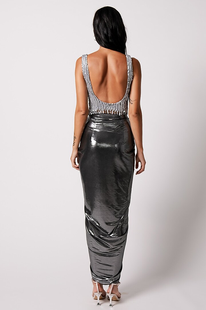 Charcoal Liquid Jersey Skirt by 431-88 By Shweta Kapur at Pernia's Pop Up Shop