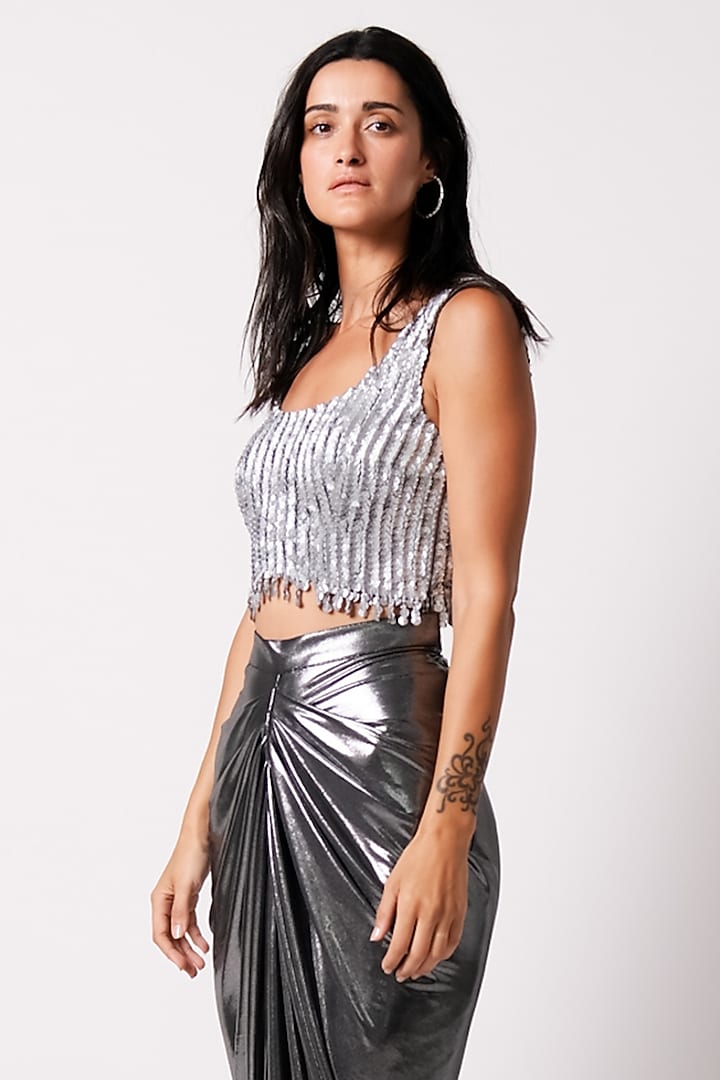 Charcoal Liquid Jersey Skirt by 431-88 By Shweta Kapur at Pernia's Pop Up Shop