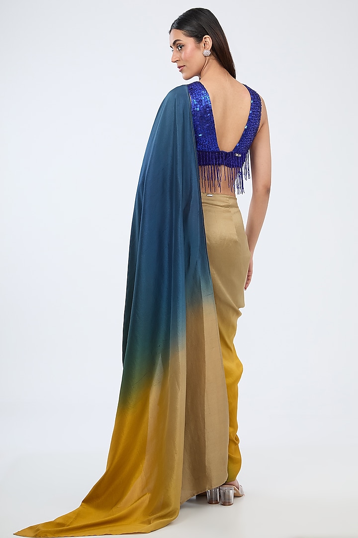 Yellow Ombre Silk Draped Wedding Saree by 431-88 By Shweta Kapur at Pernia's Pop Up Shop