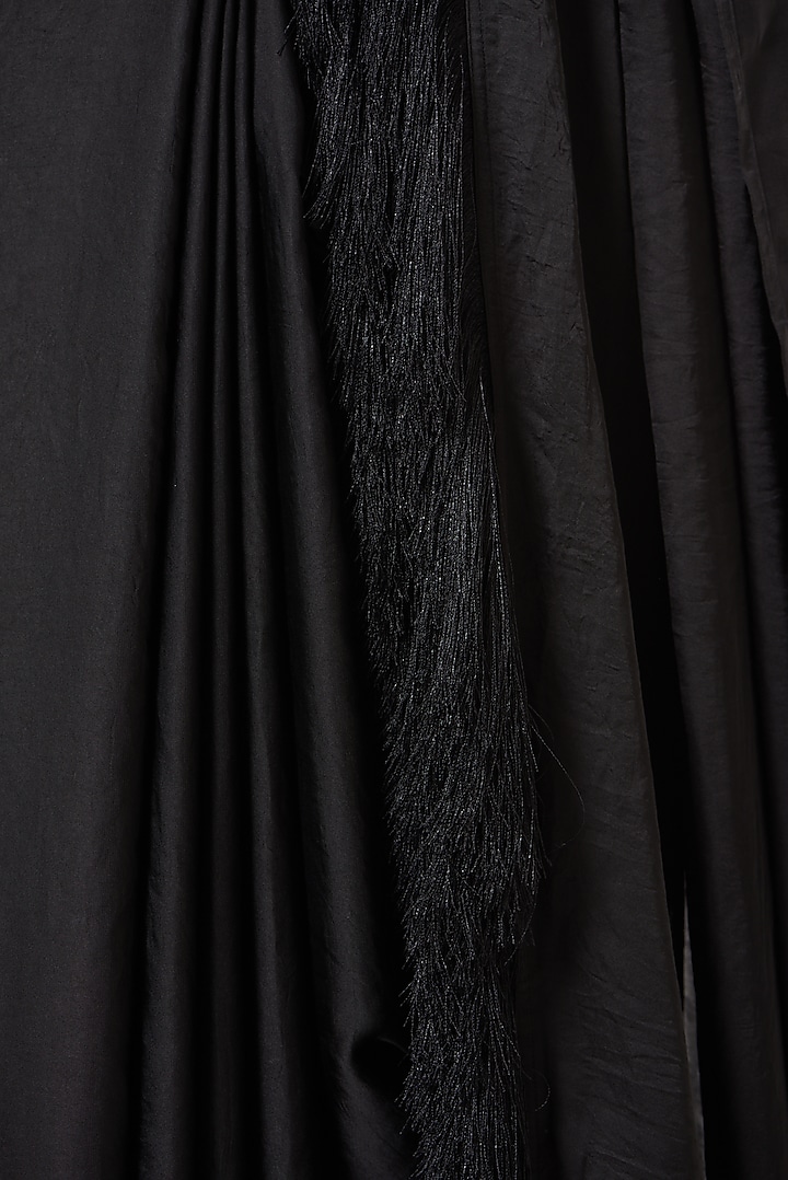 Black Dupion Pre-Draped Party Wear Saree by 431-88 By Shweta Kapur at Pernia's Pop Up Shop