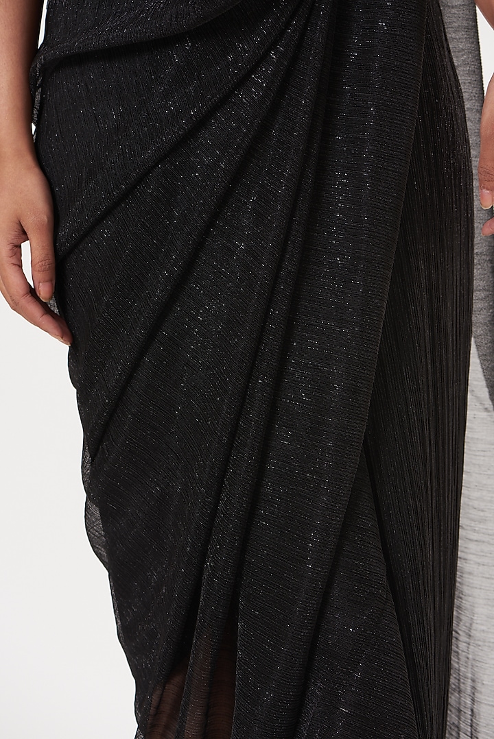 Black Net Pre-Draped Wedding Saree by 431-88 By Shweta Kapur at Pernia's Pop Up Shop