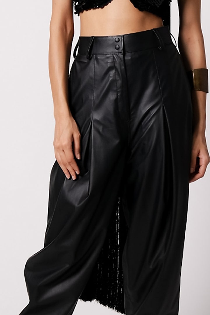Black Japanese Leather Pants by 431-88 By Shweta Kapur at Pernia's Pop Up Shop