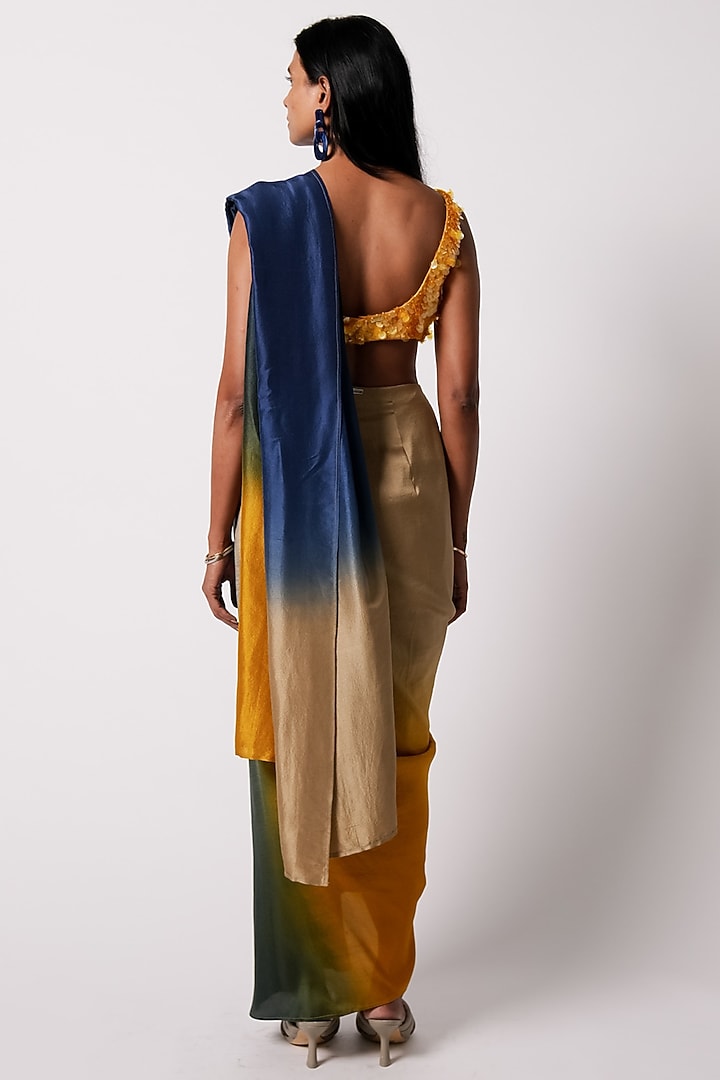 Ombre Yellow Silk Ombre Wedding Saree Set
 by 431-88 By Shweta Kapur at Pernia's Pop Up Shop