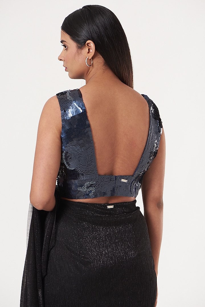 Black Silk Hand Embroidered Blouse by 431-88 By Shweta Kapur at Pernia's Pop Up Shop