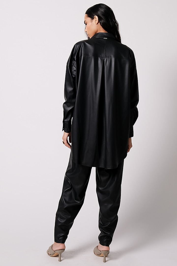 Black Japanese Leather Jacket Set by 431-88 By Shweta Kapur at Pernia's Pop Up Shop