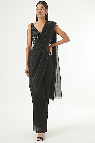Black Hand Embroidered Blouse by 431-88 By Shweta Kapur