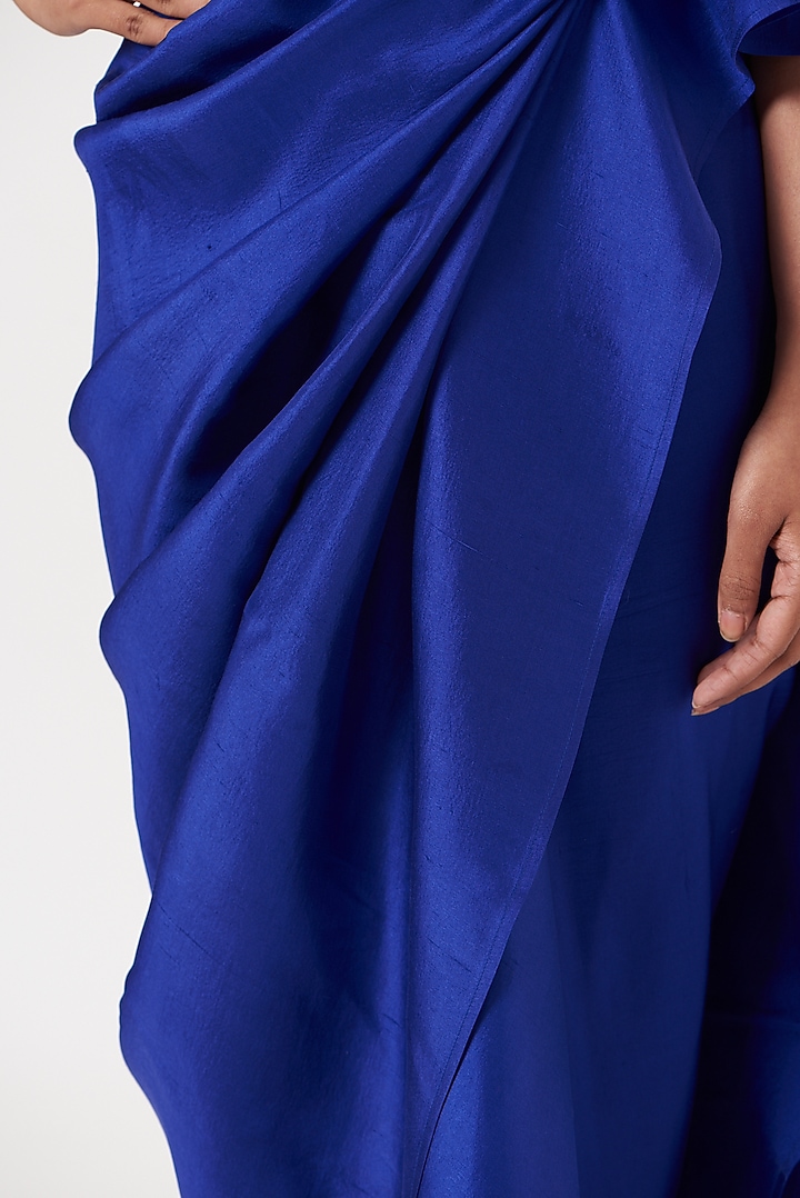 Blue Silk Pre-Draped Wedding Saree by 431-88 By Shweta Kapur at Pernia's Pop Up Shop
