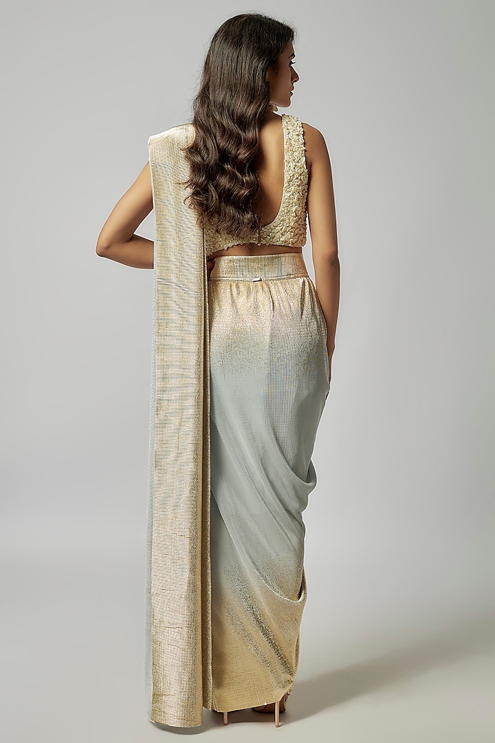 White Silk Pearl Hand Embroidered Blouse by 431-88 By Shweta Kapur at Pernia's Pop Up Shop