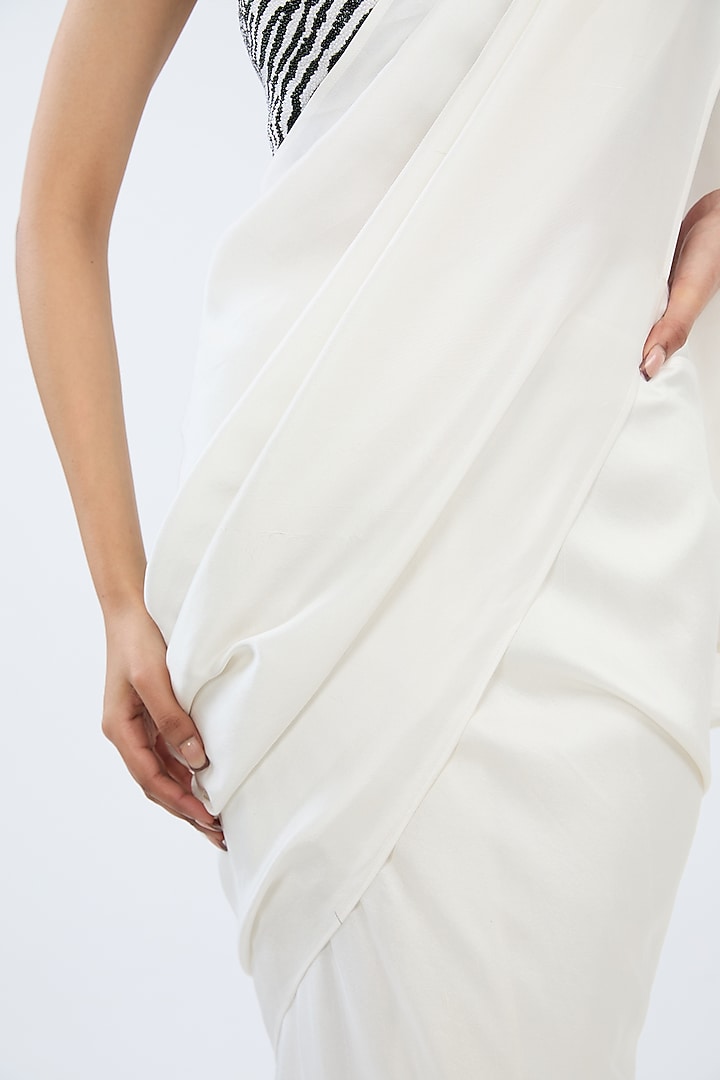 White Silk Pre-Draped Wedding Saree by 431-88 By Shweta Kapur at Pernia's Pop Up Shop