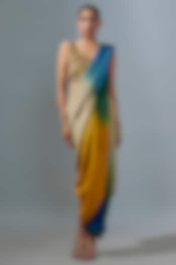 Yellow Silk Ombre Saree by 431-88 By Shweta Kapur at Pernia's Pop Up Shop