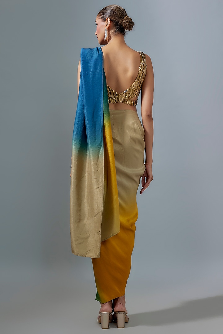 Yellow Silk Ombre Wedding Saree by 431-88 By Shweta Kapur at Pernia's Pop Up Shop