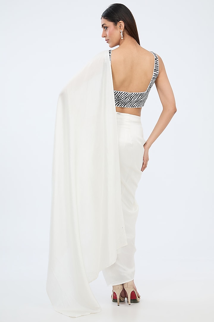 White Silk Pre-Draped Wedding Saree by 431-88 By Shweta Kapur at Pernia's Pop Up Shop