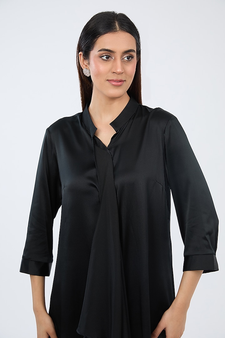 Black Silk Satin Shirt by 431-88 By Shweta Kapur at Pernia's Pop Up Shop