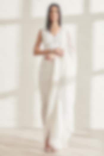 White Japanese Crepe Blouse by 431-88 By Shweta Kapur at Pernia's Pop Up Shop