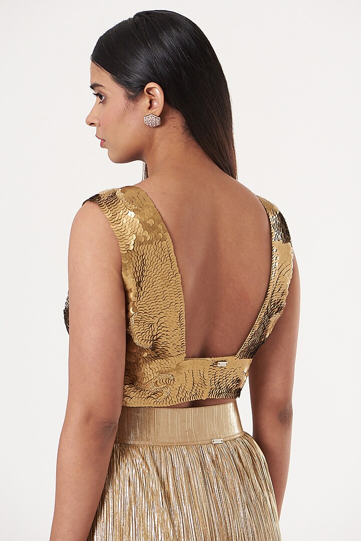 Copper Silk Hand Embroidered Blouse by 431-88 By Shweta Kapur at Pernia's Pop Up Shop