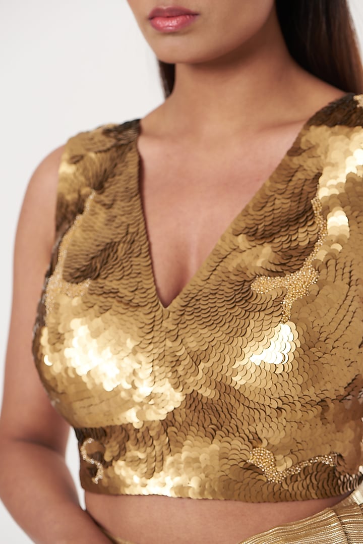 Copper Silk Hand Embroidered Blouse by 431-88 By Shweta Kapur at Pernia's Pop Up Shop