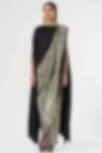 Silver Silk Pre-Draped Saree by 431-88 By Shweta Kapur at Pernia's Pop Up Shop