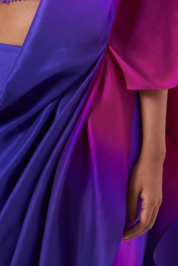 Pink & Violet Ombre Silk Draped Wedding Saree by 431-88 By Shweta Kapur at Pernia's Pop Up Shop