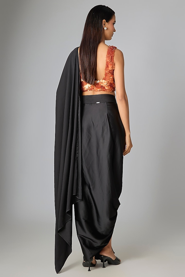 Copper Cotton Sequins Hand Embroidered V-Neck Blouse by 431-88 By Shweta Kapur at Pernia's Pop Up Shop
