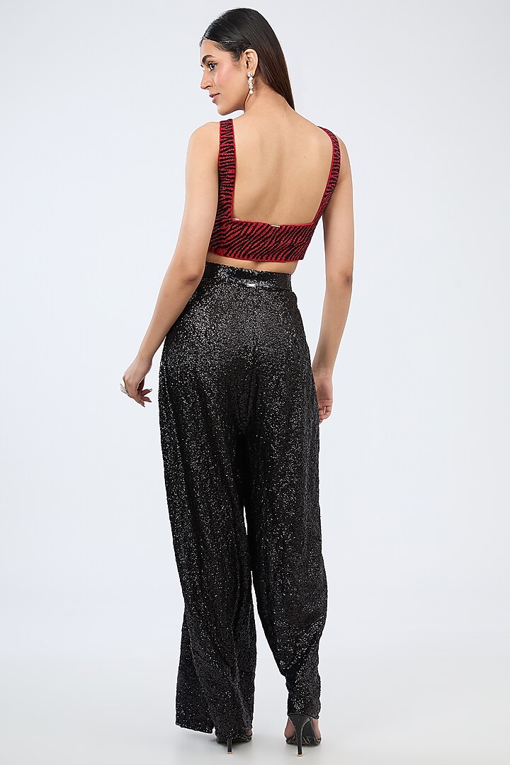 Black Sequins Draped Dhoti Pant by 431-88 By Shweta Kapur at Pernia's Pop Up Shop