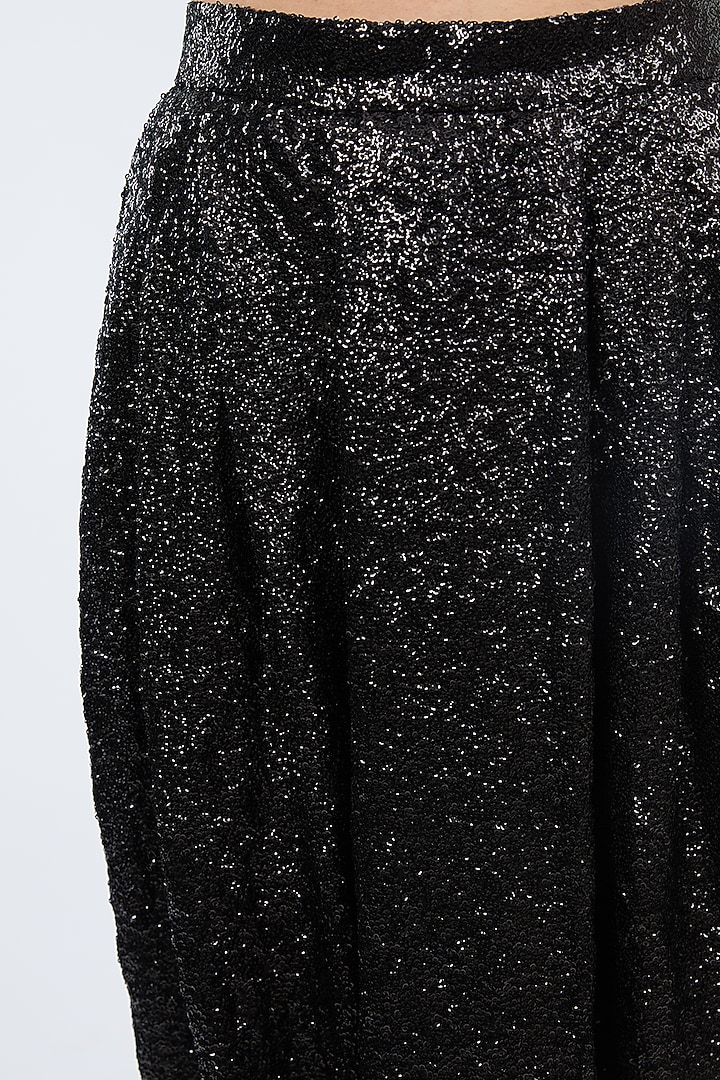 Black Sequins Draped Dhoti Pant by 431-88 By Shweta Kapur at Pernia's Pop Up Shop
