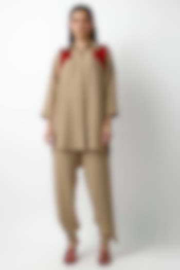 Beige Crepe Co-Ord Set by 431-88 By Shweta Kapur at Pernia's Pop Up Shop