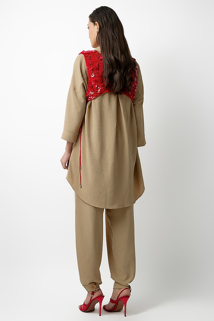 Beige Crepe Co-Ord Set by 431-88 By Shweta Kapur at Pernia's Pop Up Shop