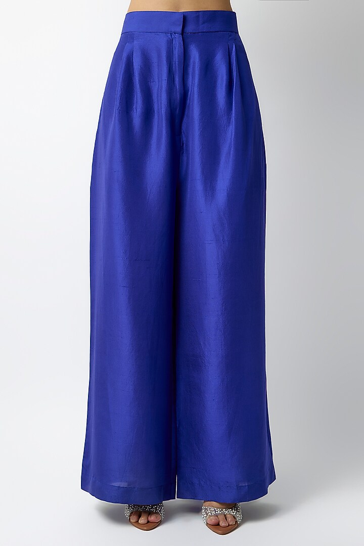 Electric Blue Silk Satin Kurta Set by 431-88 By Shweta Kapur at Pernia's Pop Up Shop