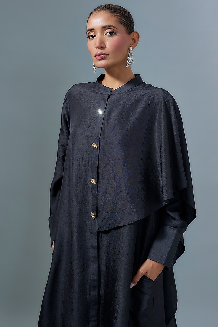 Black Silk Kurta Set by 431-88 By Shweta Kapur at Pernia's Pop Up Shop