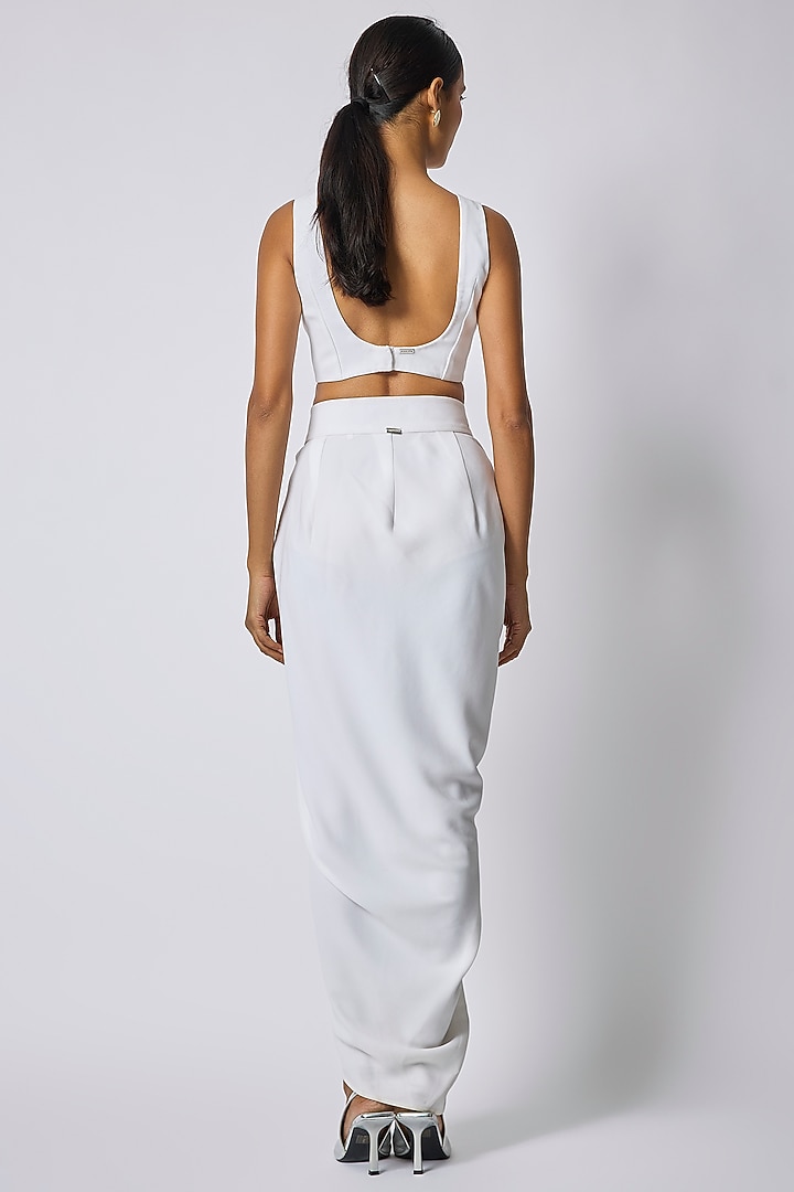 White Japanese Crepe Skirt by 431-88 By Shweta Kapur at Pernia's Pop Up Shop