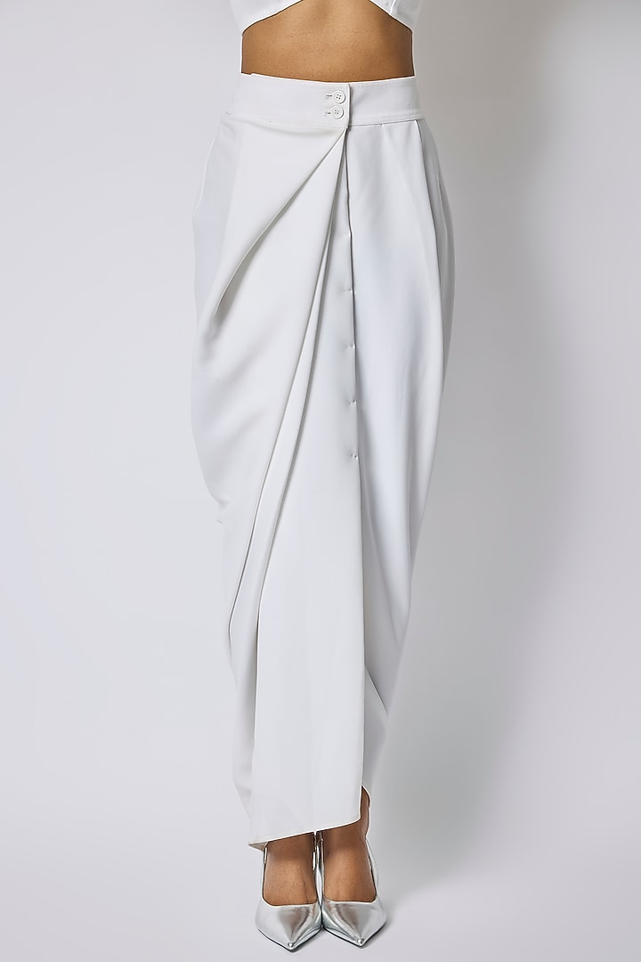 White Japanese Crepe Skirt by 431-88 By Shweta Kapur at Pernia's Pop Up Shop