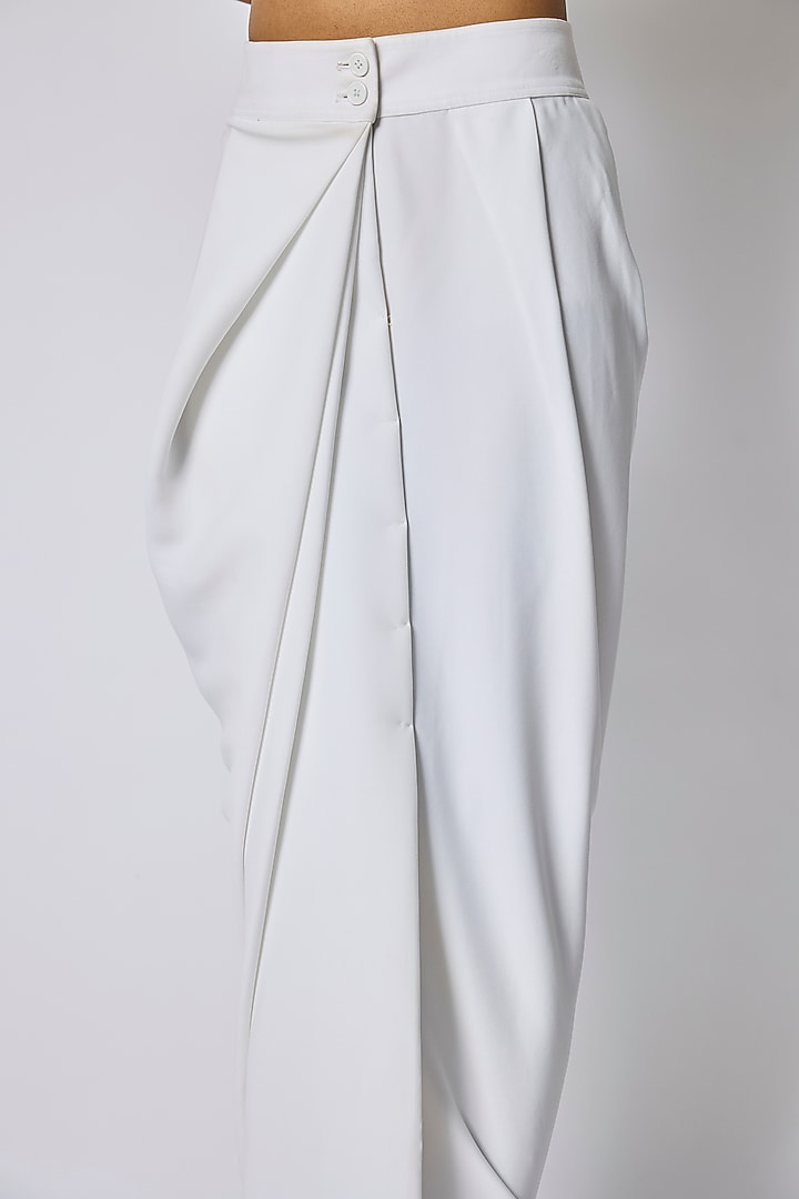 White Japanese Crepe Skirt by 431-88 By Shweta Kapur at Pernia's Pop Up Shop