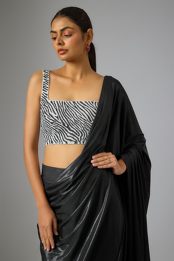 White Cotton Twill Beads Embroidered Square-Neck Blouse by 431-88 By Shweta Kapur at Pernia's Pop Up Shop