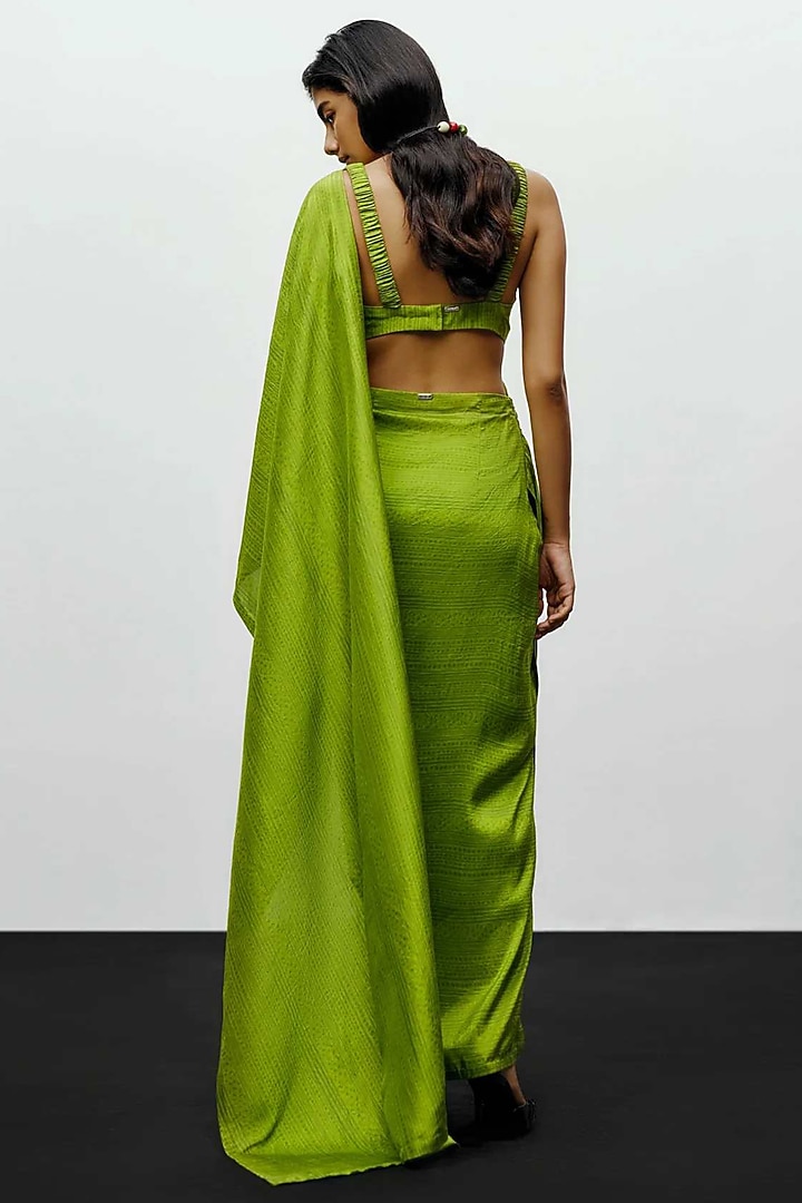 Lime Green Silk Wedding Saree by 431-88 By Shweta Kapur at Pernia's Pop Up Shop