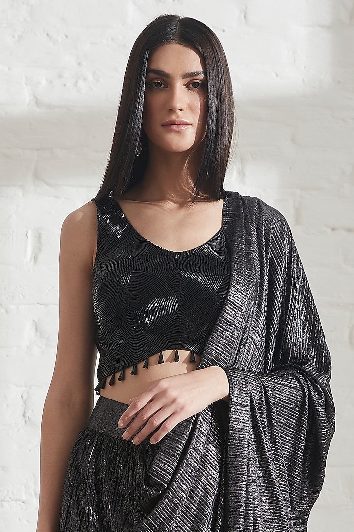 Black Cotton Drop-Top by 431-88 By Shweta Kapur at Pernia's Pop Up Shop